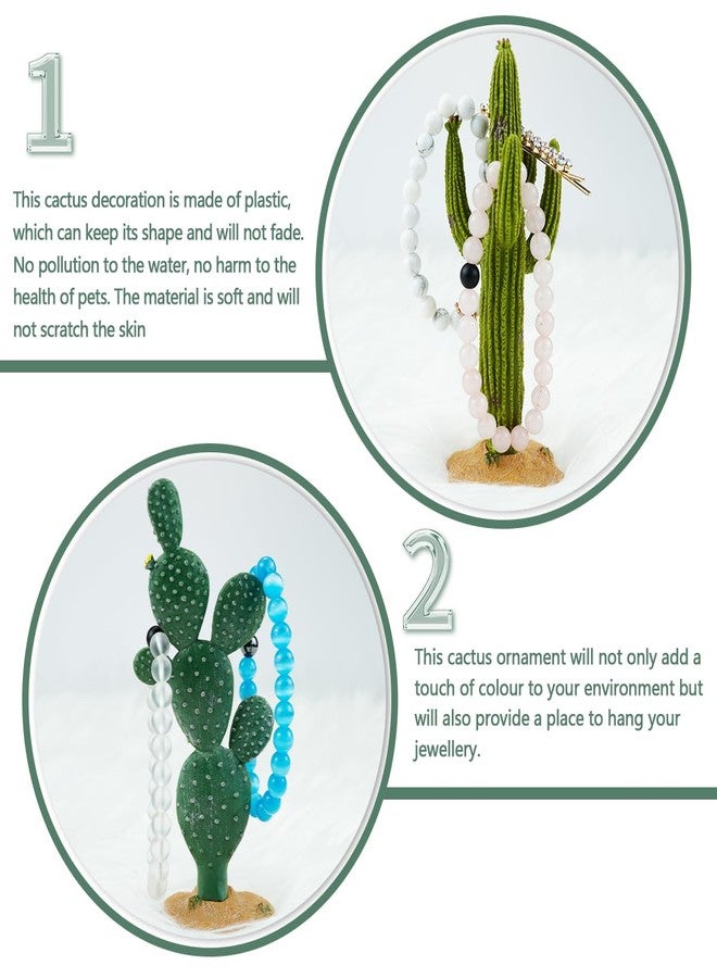 YOLUFER 2Pcs Reptile Cactus Plants Terrarium Decoration Faux Reptile Terrarium Cactus Plant Landscape Decoration for Turtle Lizard - Image 3